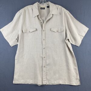 Reunion Menswear 100% Linen Shirt Sz XL Beige